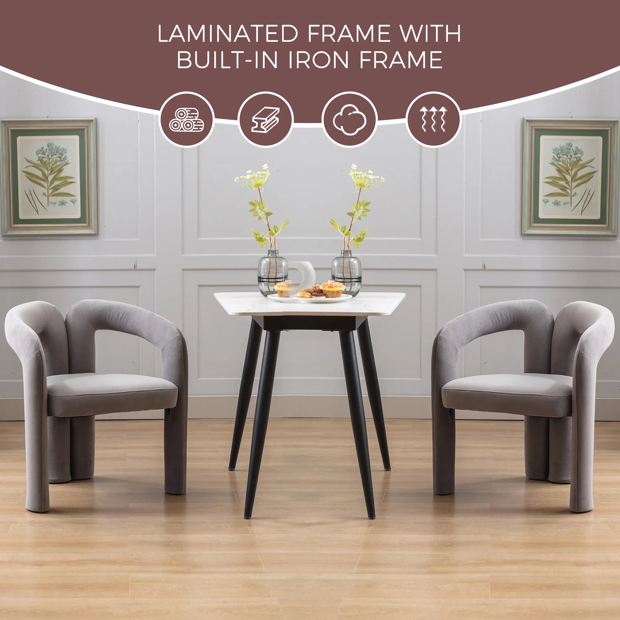 Contemporary Velvet Fabric Accent Chair Set of 2
