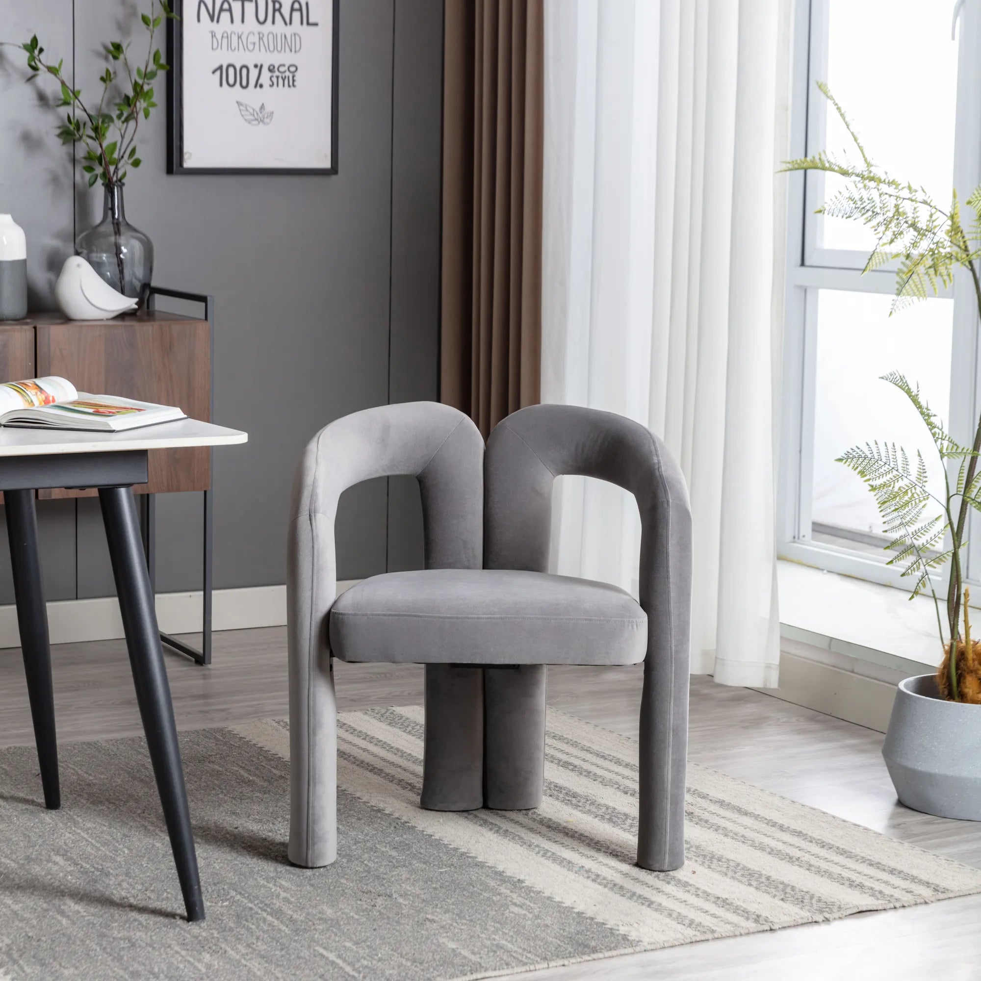 Contemporary Velvet Fabric Accent Chair Set of 2