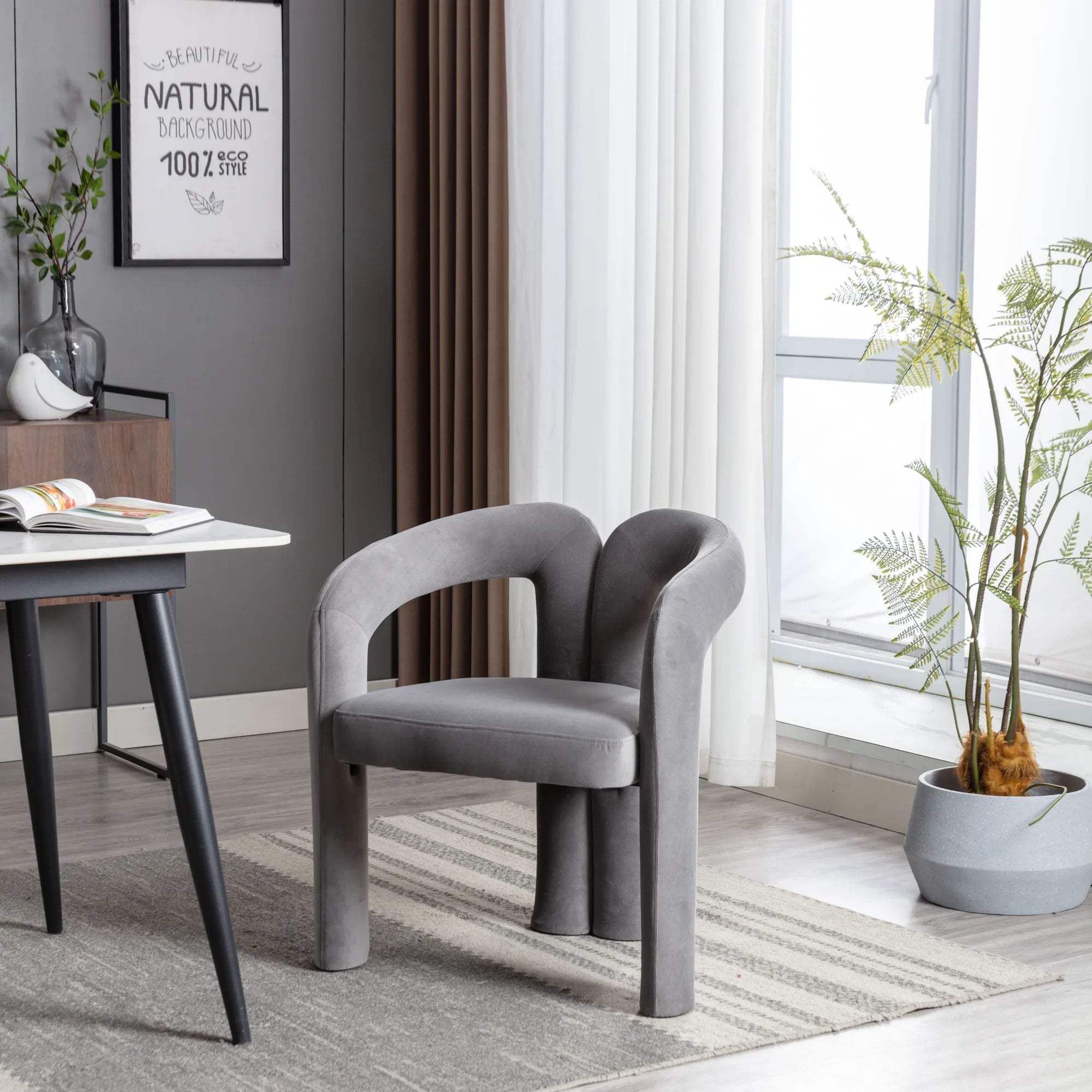 Contemporary Velvet Fabric Accent Chair Set of 2