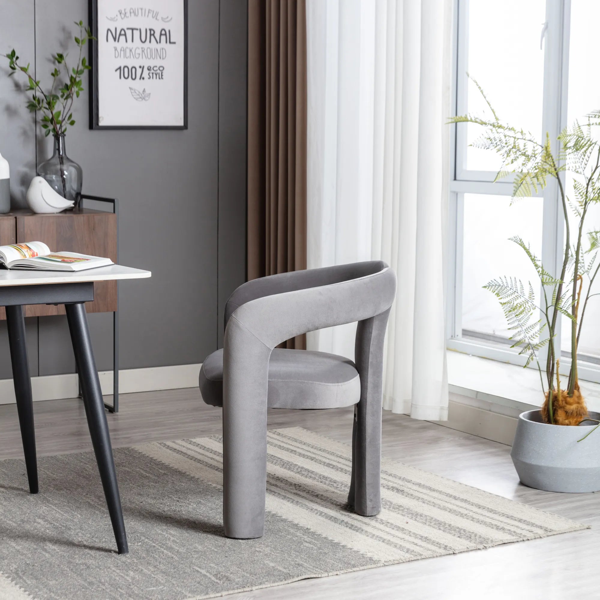 Contemporary Velvet Fabric Accent Chair Set of 2
