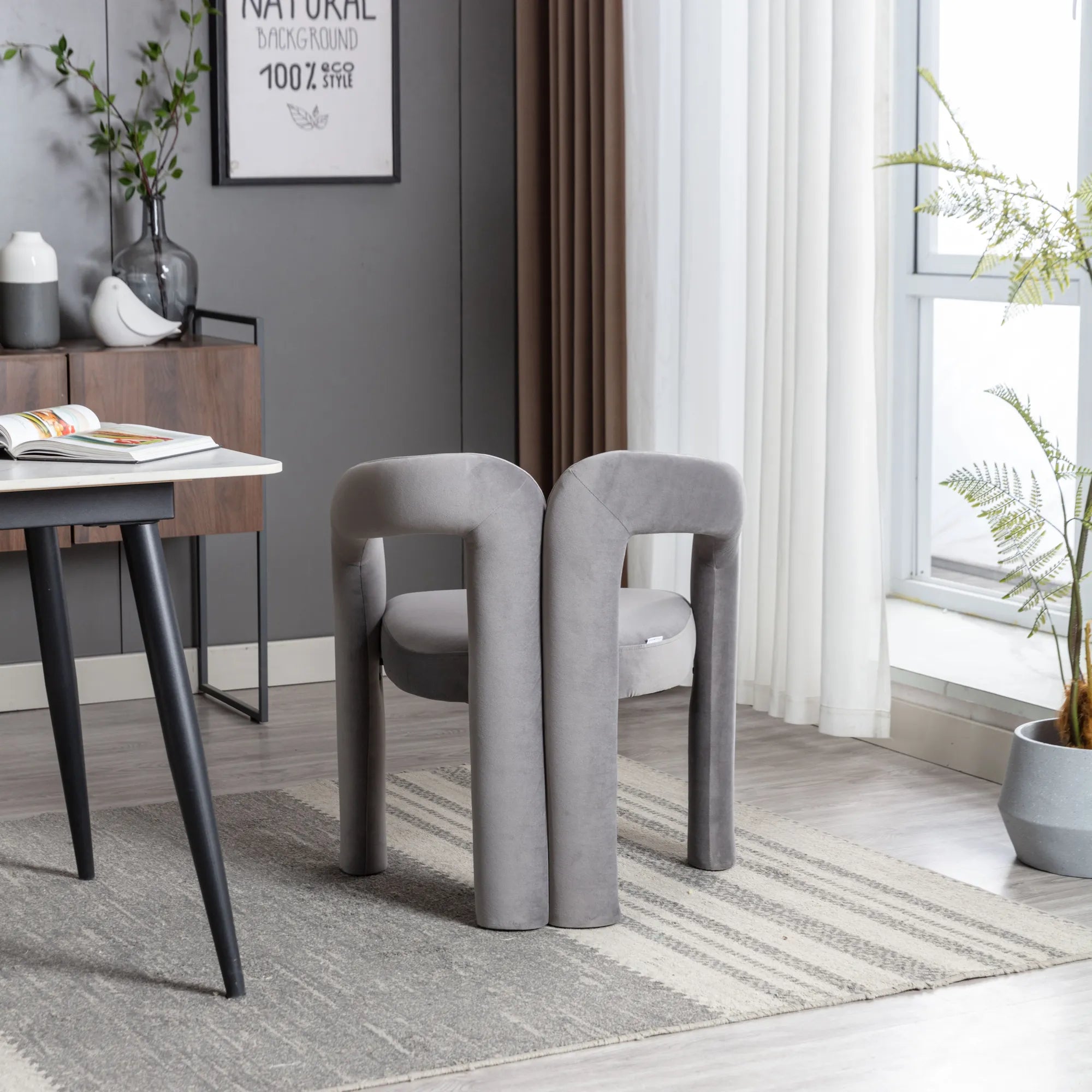 Contemporary Velvet Fabric Accent Chair Set of 2