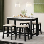 Counter Height Modern Dining Table Bar Table Set With Storage Drawers