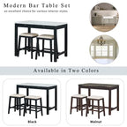 Counter Height Modern Dining Table Bar Table Set With Storage Drawers