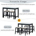 Counter Height Modern Dining Table Bar Table Set With Storage Drawers