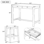 Counter Height Modern Dining Table Bar Table Set With Storage Drawers
