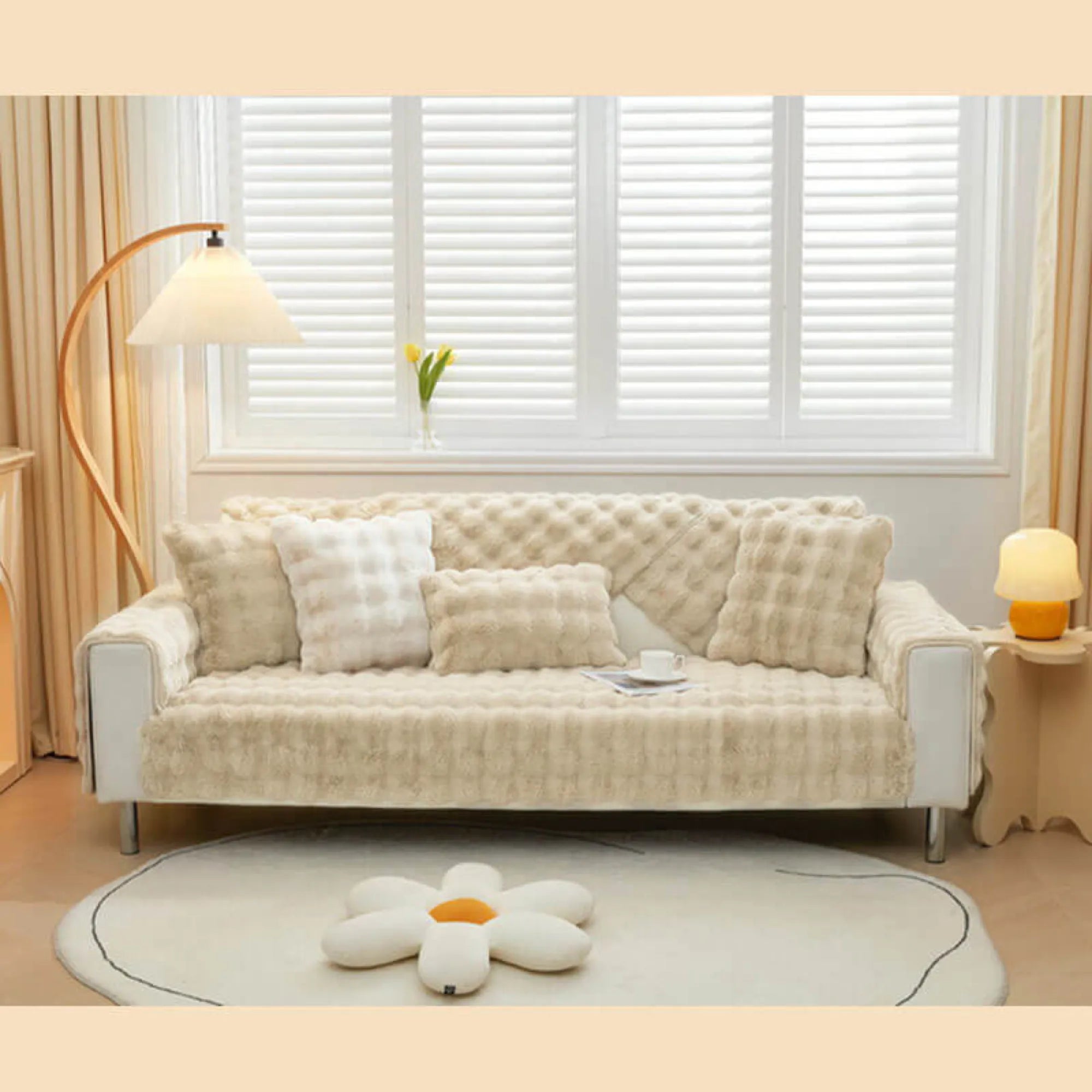 Cozy Untra Soft Plush Solid Colour Non-slip Sofa Cover Slipcover