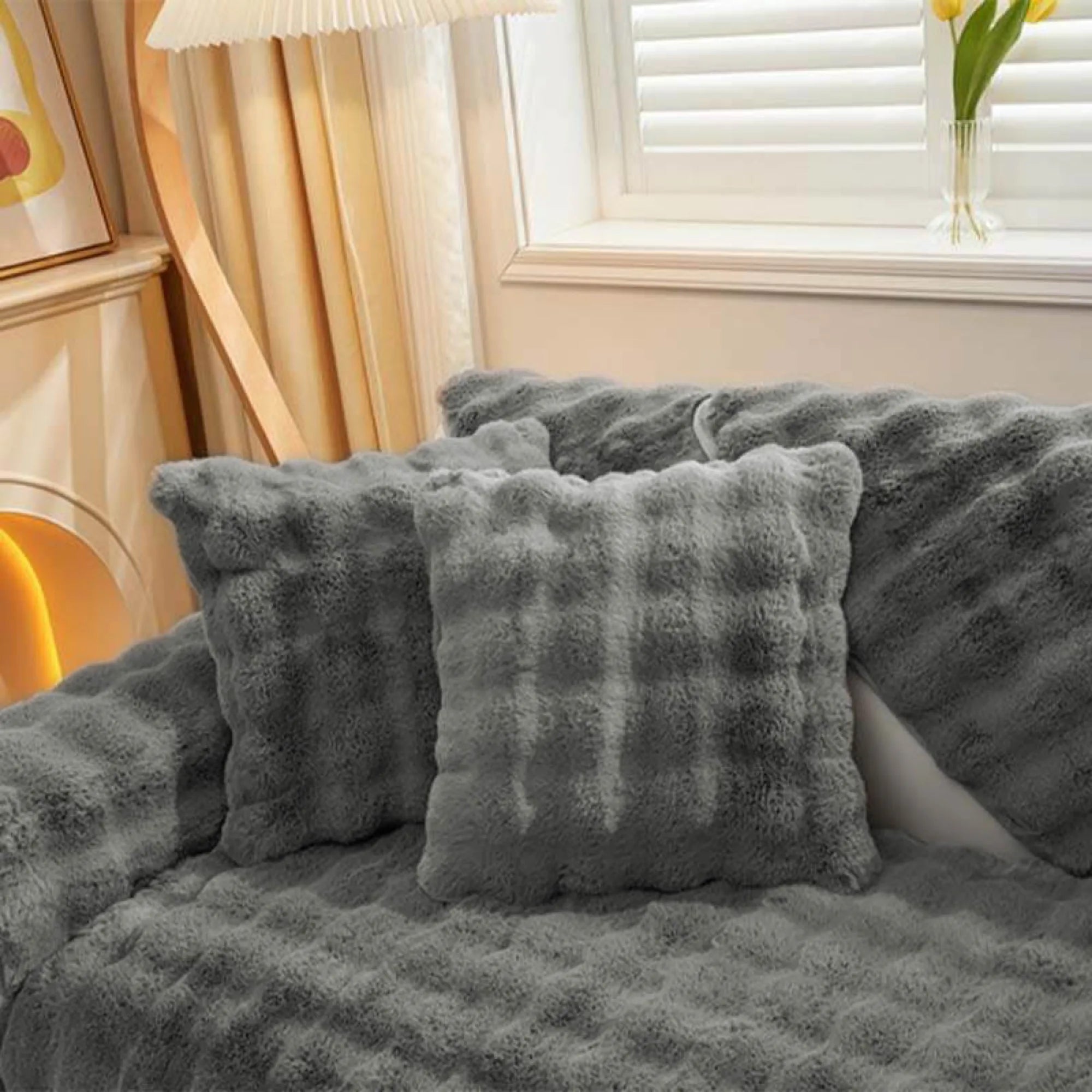 Cozy Untra Soft Plush Solid Colour Non-slip Sofa Cover Slipcover