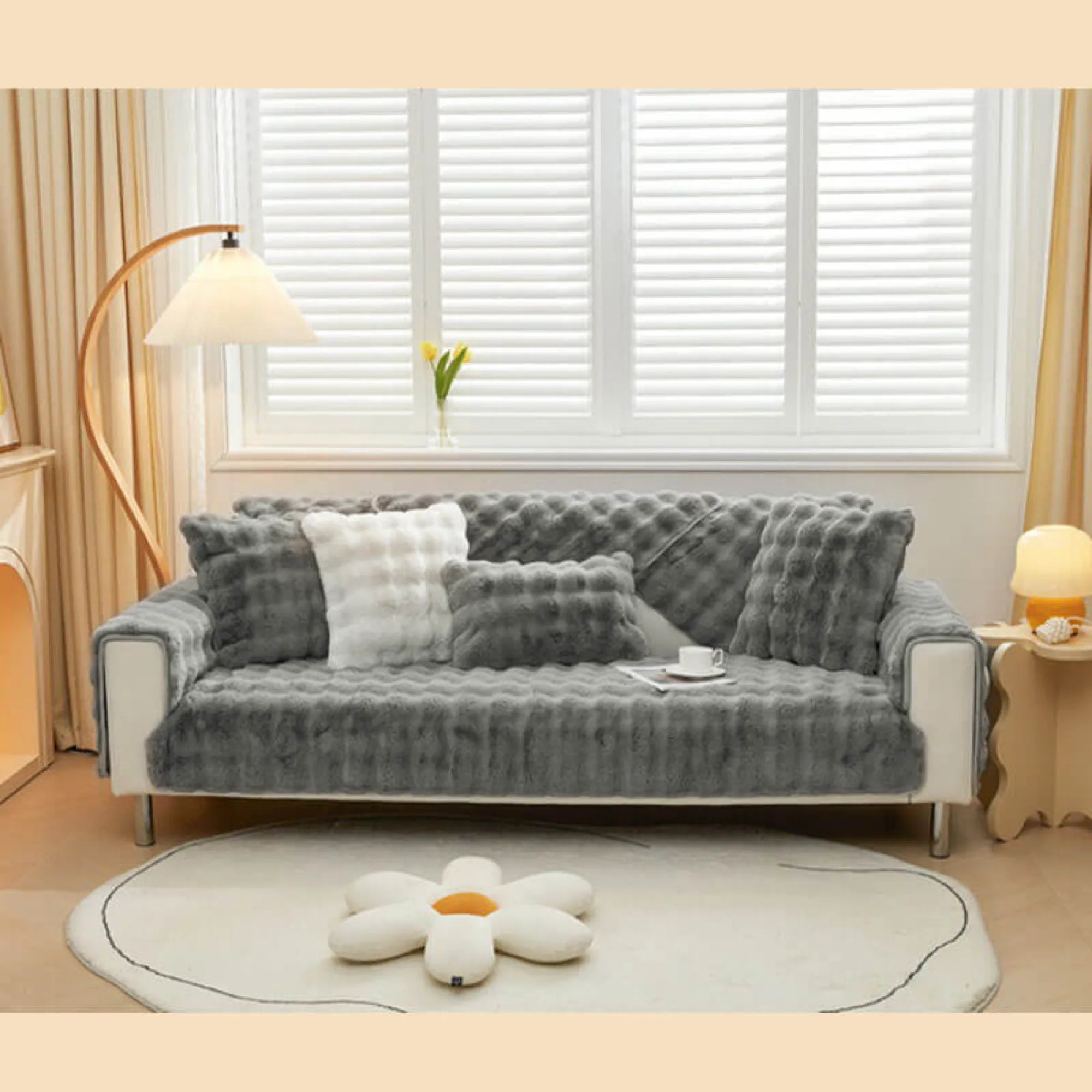 Cozy Untra Soft Plush Solid Colour Non-slip Sofa Cover Slipcover
