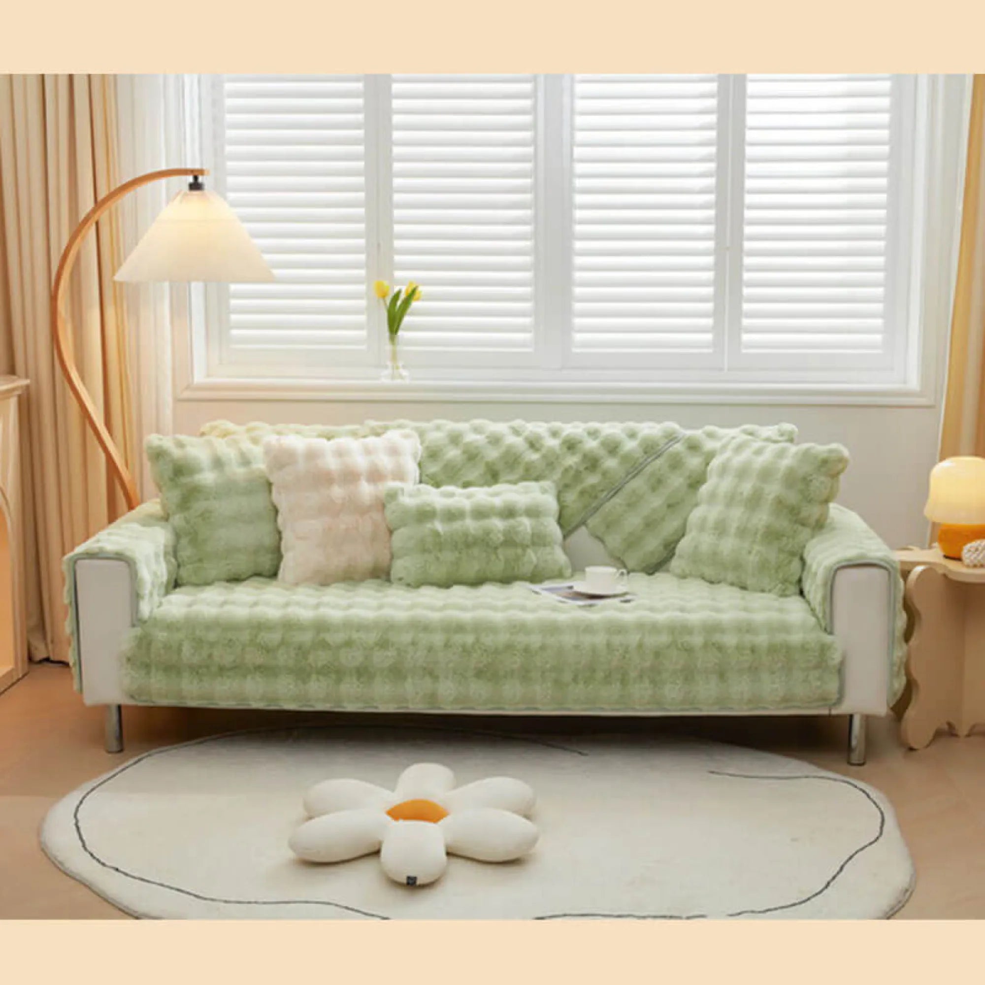 Cozy Untra Soft Plush Solid Colour Non-slip Sofa Cover Slipcover