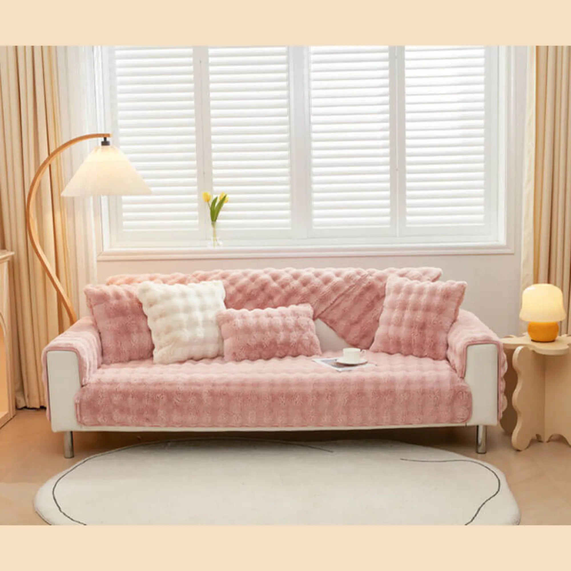 Cozy Untra Soft Plush Solid Colour Non-slip Sofa Cover Slipcover