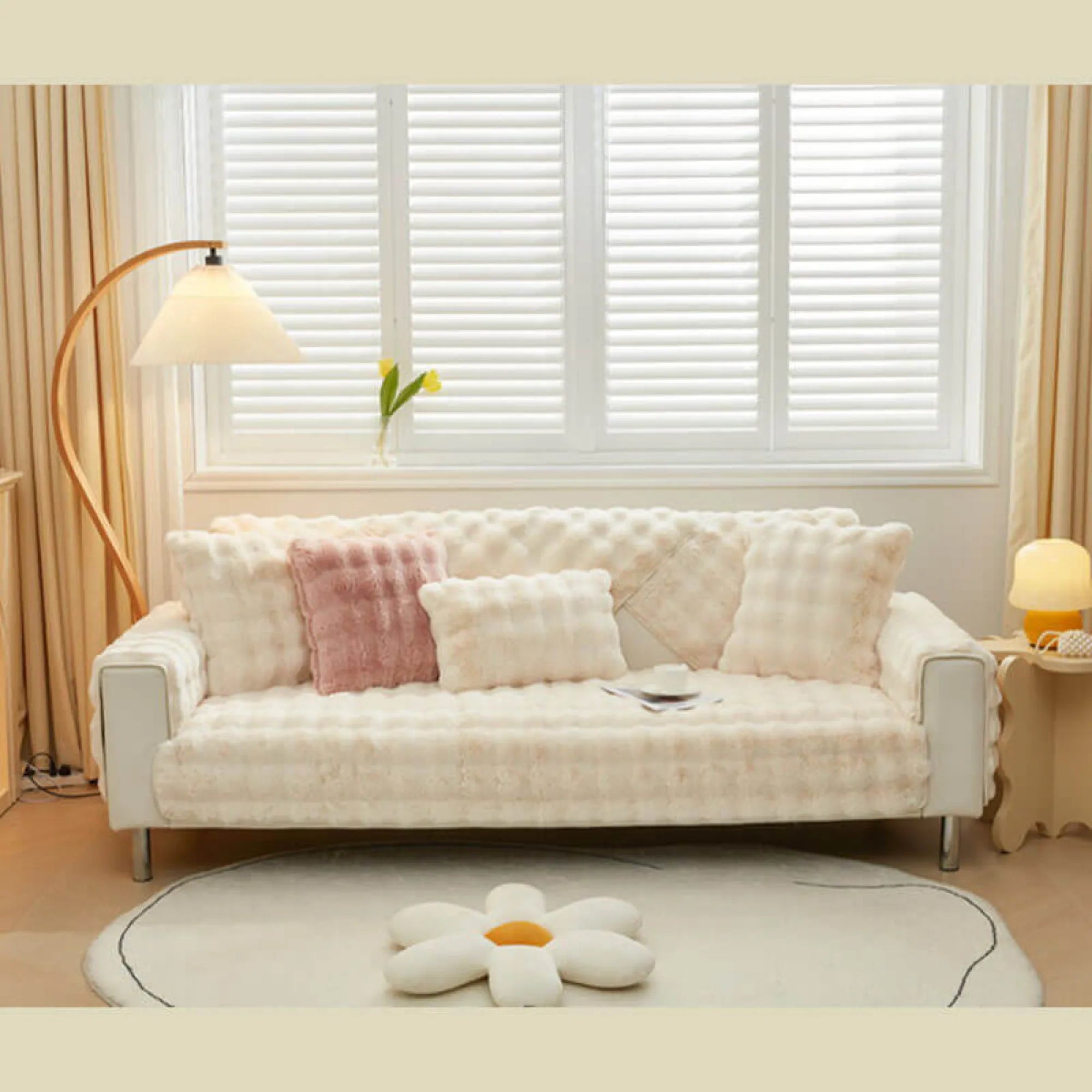 Cozy Untra Soft Plush Solid Colour Non-slip Sofa Cover Slipcover