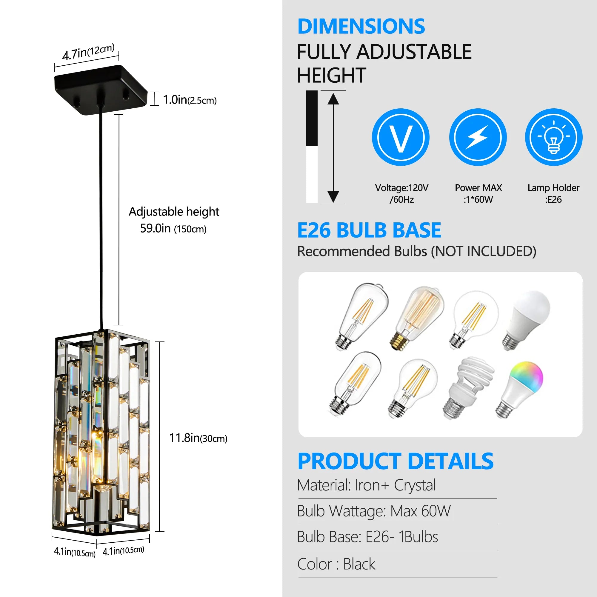 3 Pieces Crystal Prism Design Modern Crystal Pendant Light Set