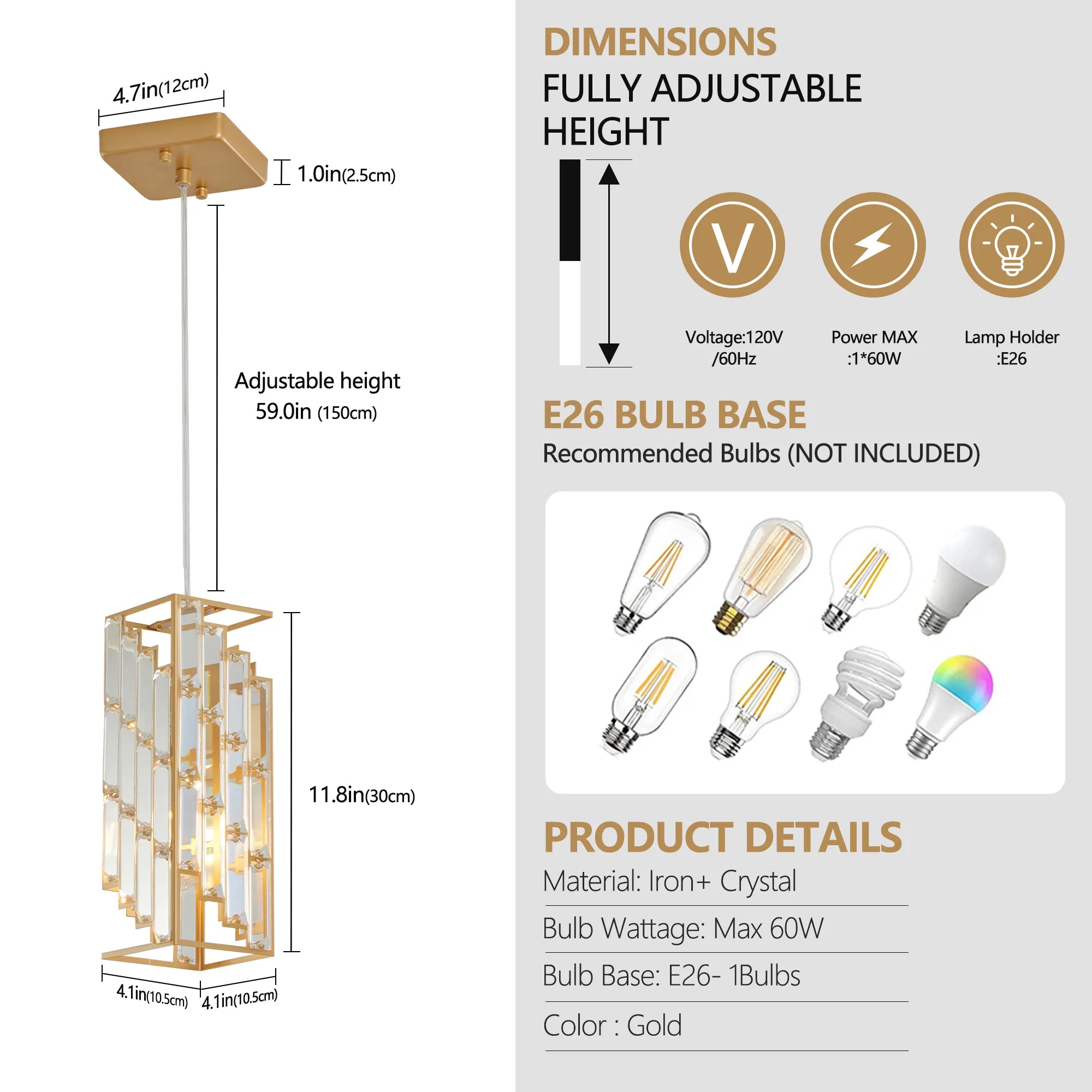 3 Pieces Crystal Prism Design Modern Crystal Pendant Light Set