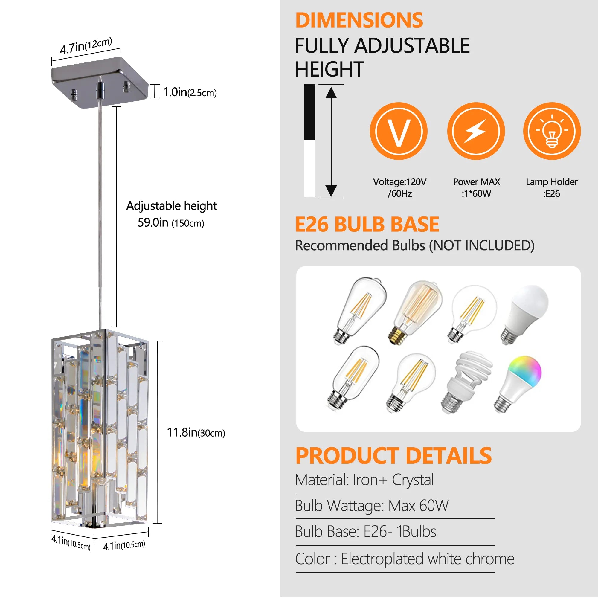 3 Pieces Crystal Prism Design Modern Crystal Pendant Light Set