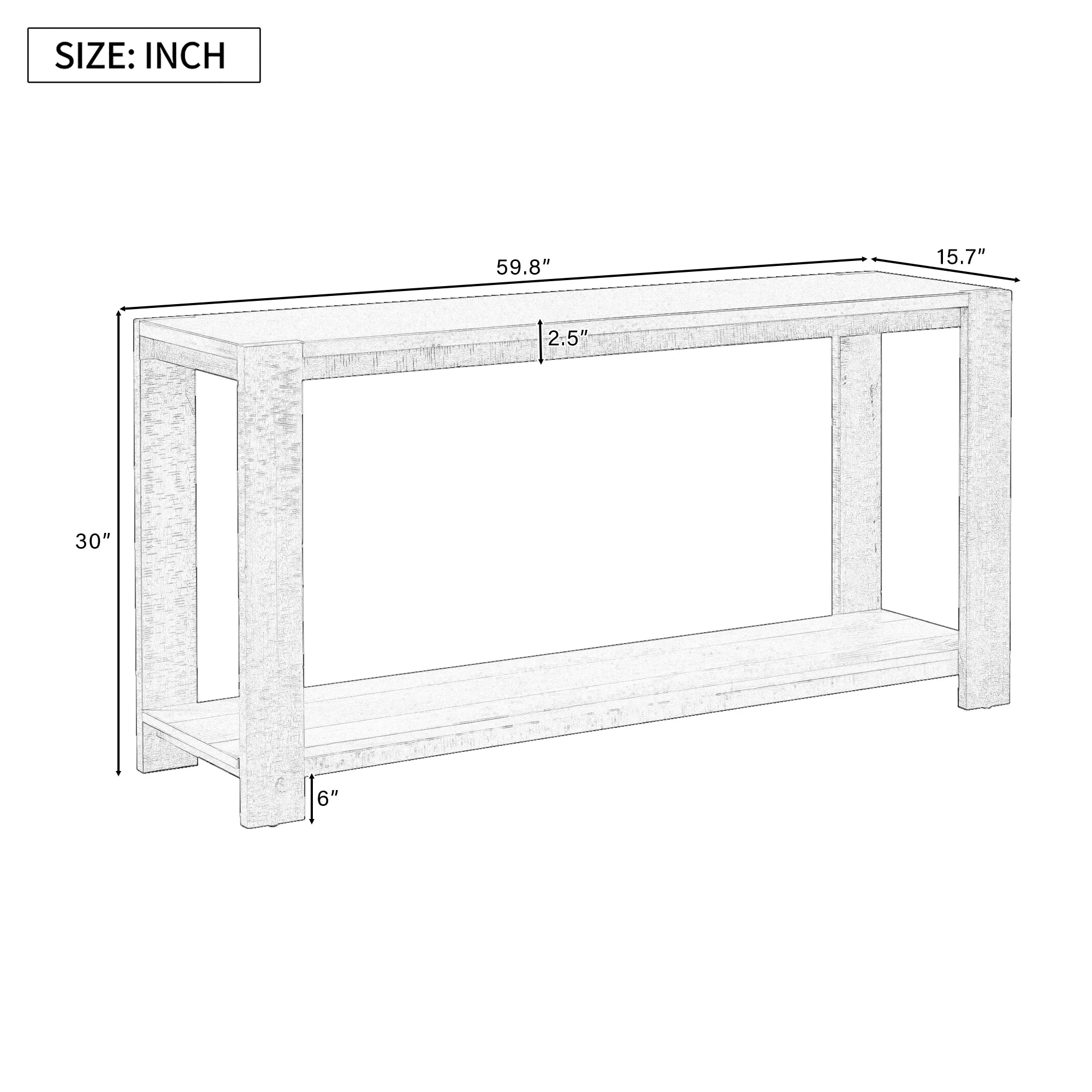 Distinctive Minimalist Entryway Console Table with Bottom Shelf