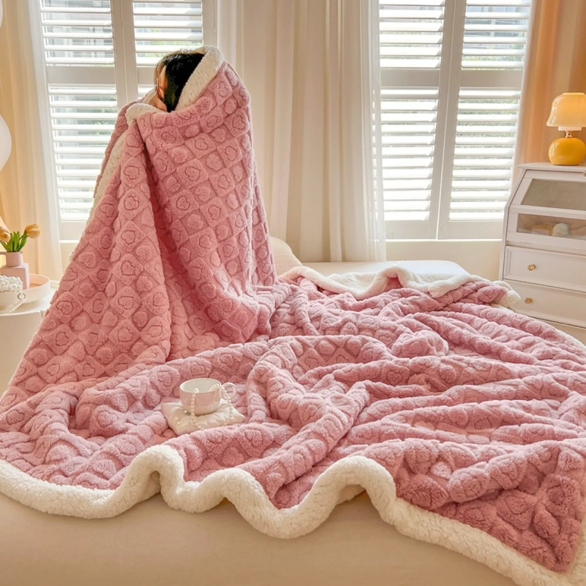 Double Layer Fleece Thickened Throw Blanket