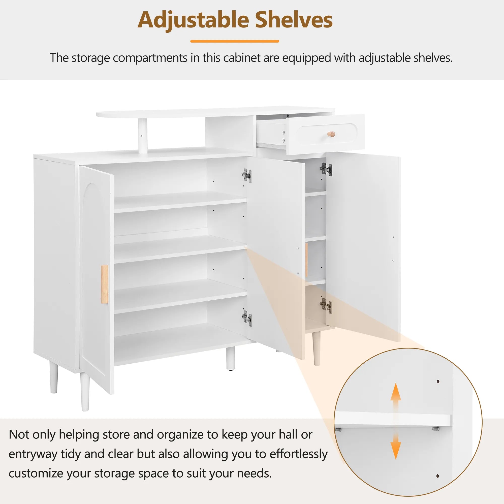 Elegant Modern Shoe Storage Cabinet with Arched Doors