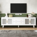 Elegant Retro Design TV Stand with Fluted Glass Doors