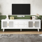Elegant Retro Design TV Stand with Fluted Glass Doors