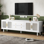 Elegant Retro Design TV Stand with Fluted Glass Doors