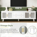 Elegant Retro Design TV Stand with Fluted Glass Doors