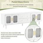 Elegant Retro Design TV Stand with Fluted Glass Doors