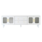 Elegant Retro Design TV Stand with Fluted Glass Doors