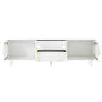 Elegant Retro Design TV Stand with Fluted Glass Doors