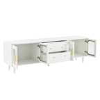 Elegant Retro Design TV Stand with Fluted Glass Doors