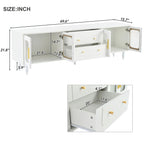 Elegant Retro Design TV Stand with Fluted Glass Doors