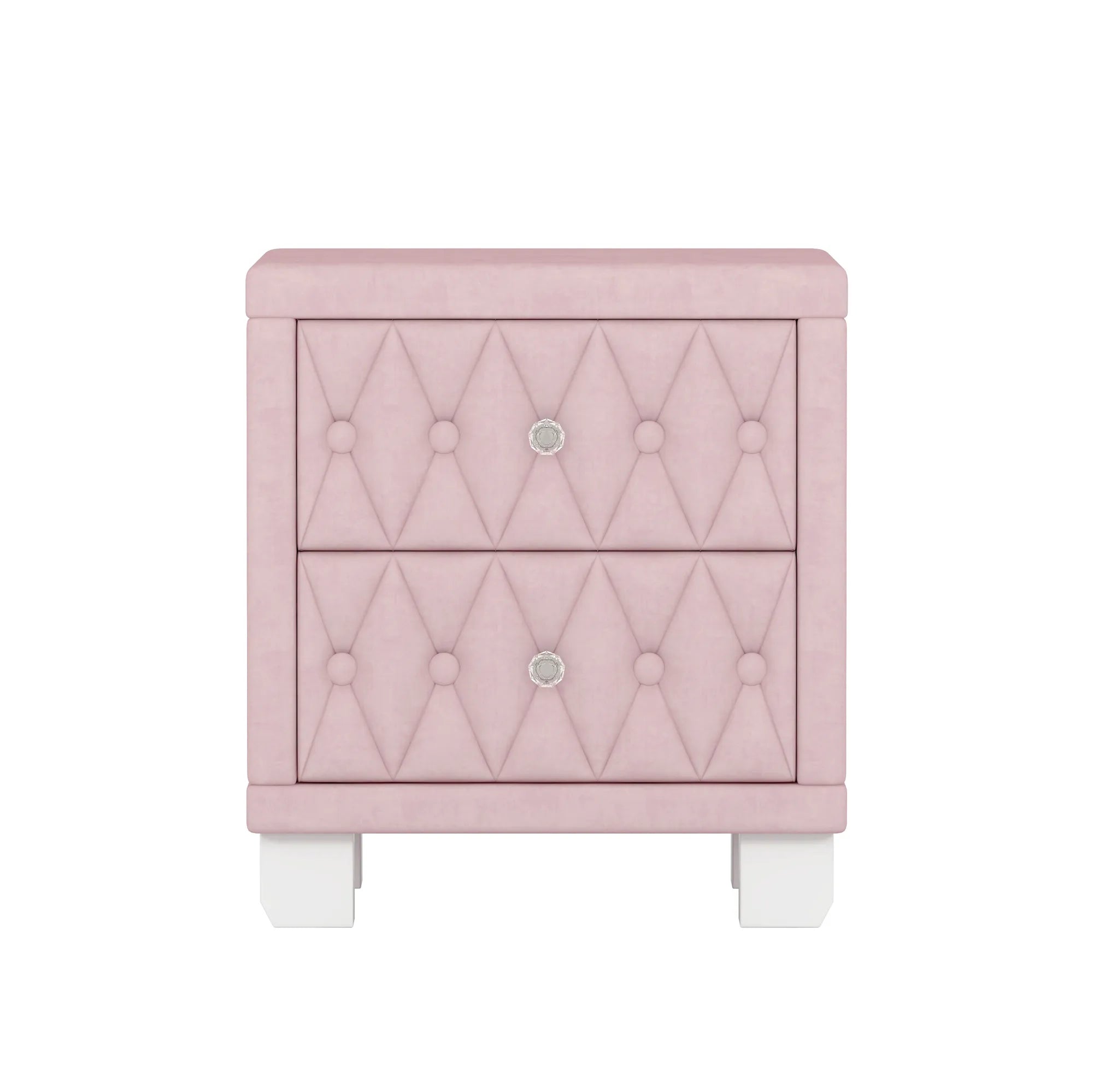 Elegant Velvet 2-Drawer Nightstand with Tufted Design