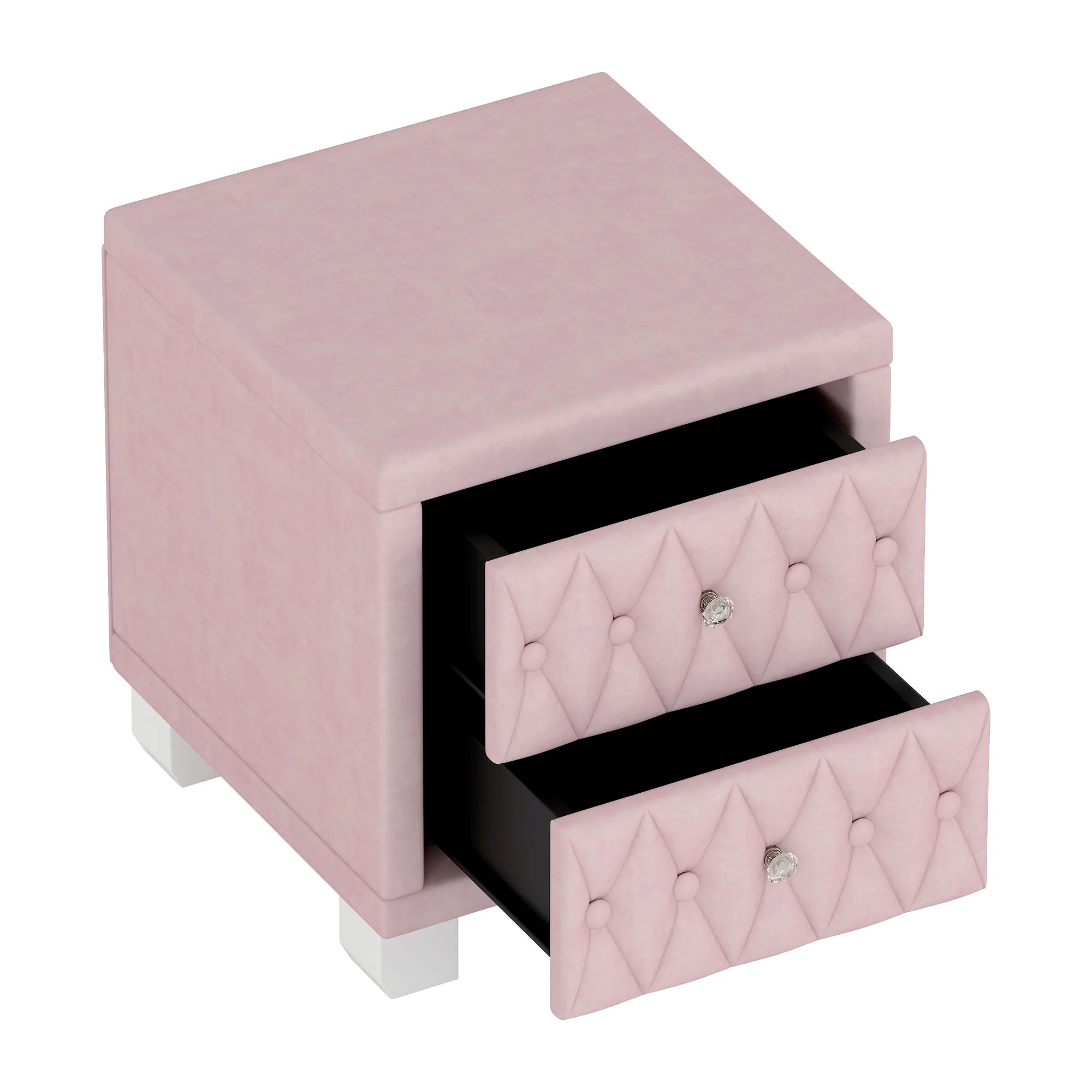 Elegant Velvet 2-Drawer Nightstand with Tufted Design