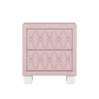 Elegant Velvet 2-Drawer Nightstand with Tufted Design