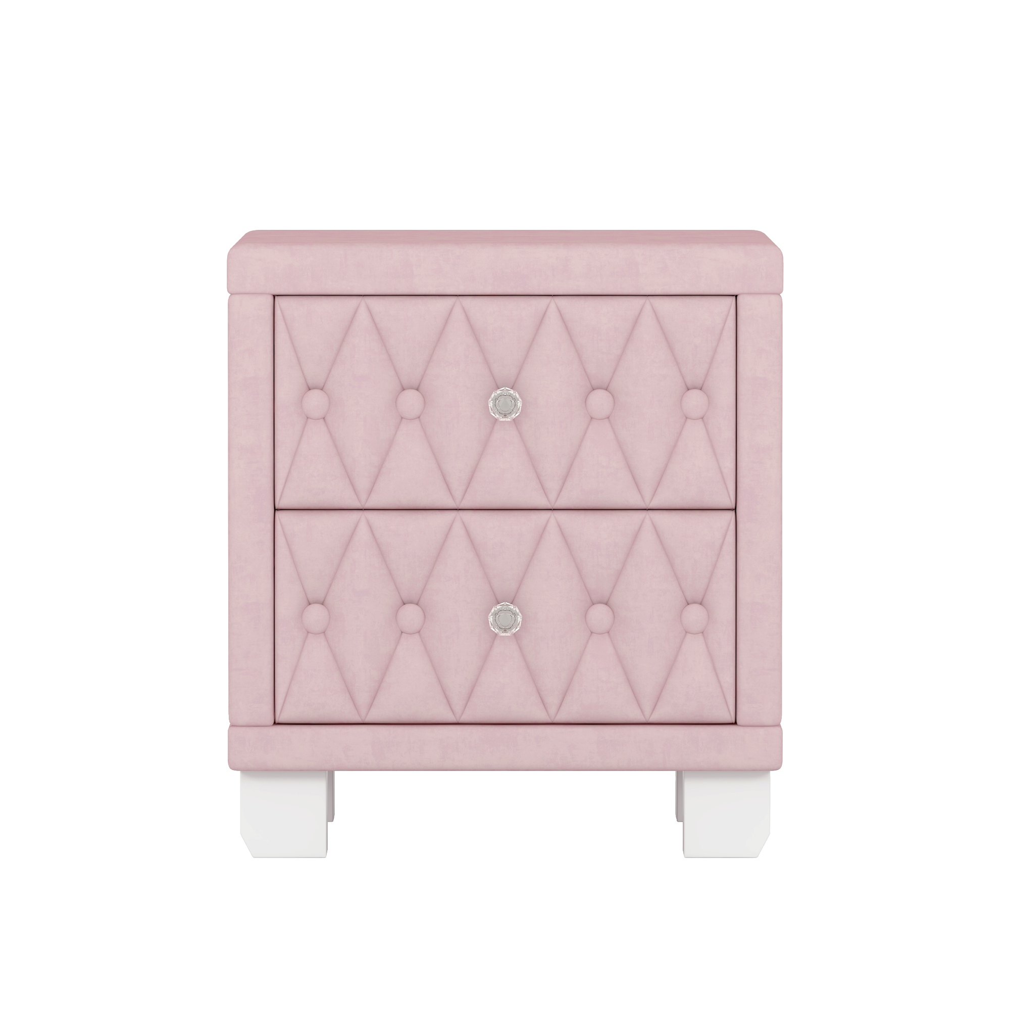 Elegant Velvet 2-Drawer Nightstand with Tufted Design