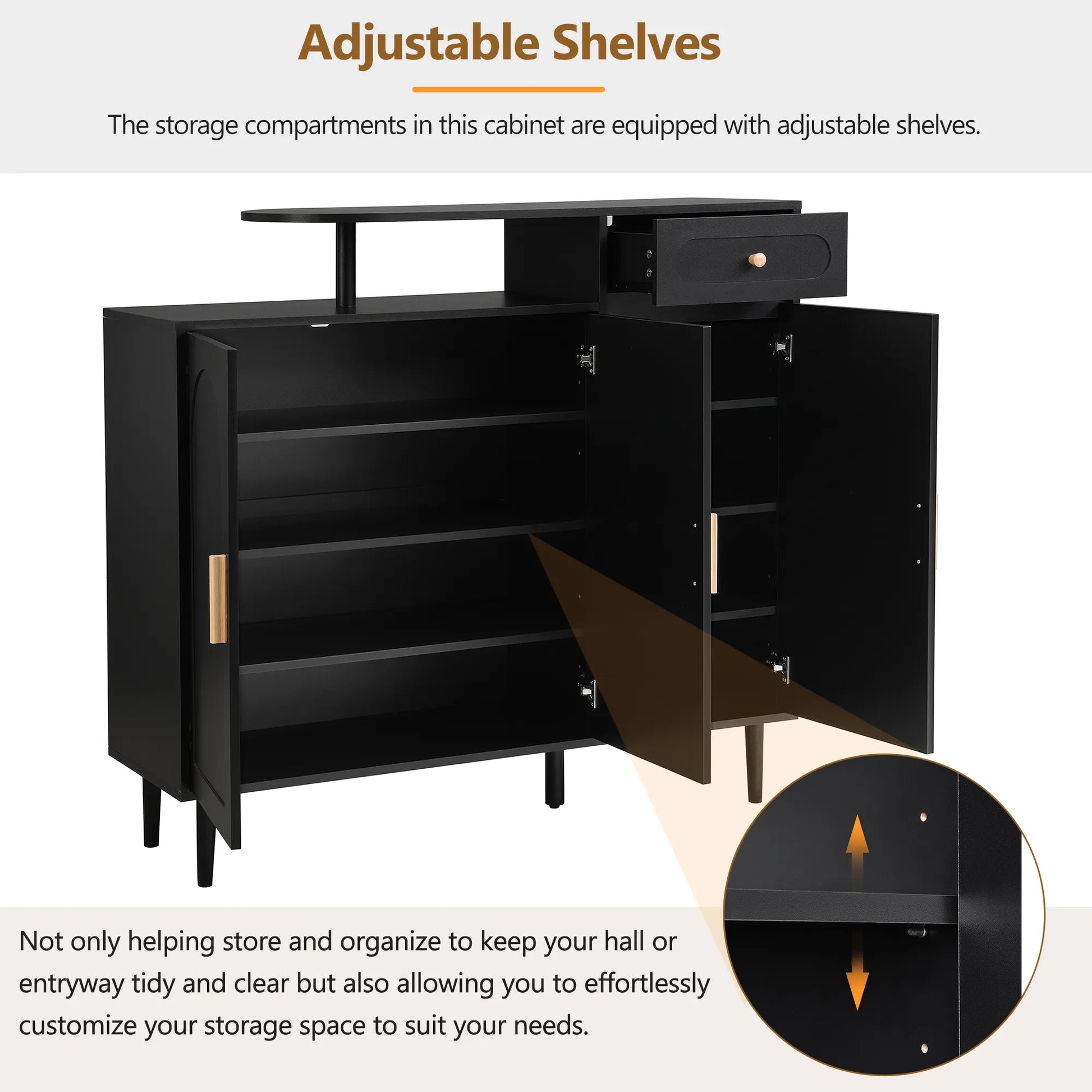 Elegant Modern Shoe Storage Cabinet with Arched Doors