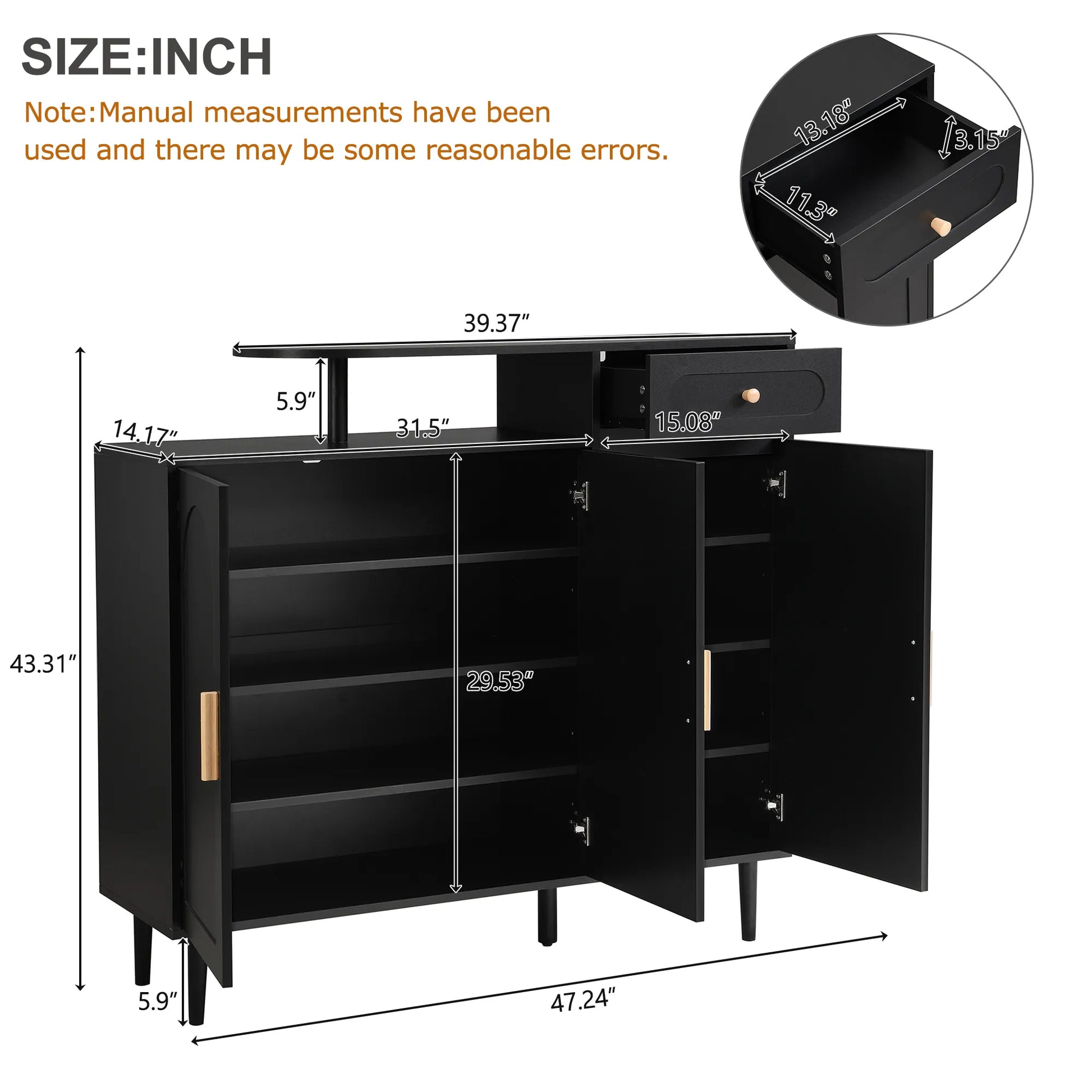 Elegant Modern Shoe Storage Cabinet with Arched Doors