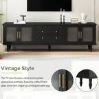 Elegant Retro Design TV Stand with Fluted Glass Doors