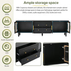 Elegant Retro Design TV Stand with Fluted Glass Doors