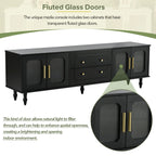 Elegant Retro Design TV Stand with Fluted Glass Doors