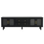 Elegant Retro Design TV Stand with Fluted Glass Doors
