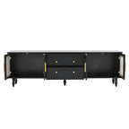Elegant Retro Design TV Stand with Fluted Glass Doors