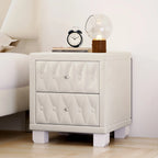 Elegant Velvet 2-Drawer Nightstand with Tufted Design