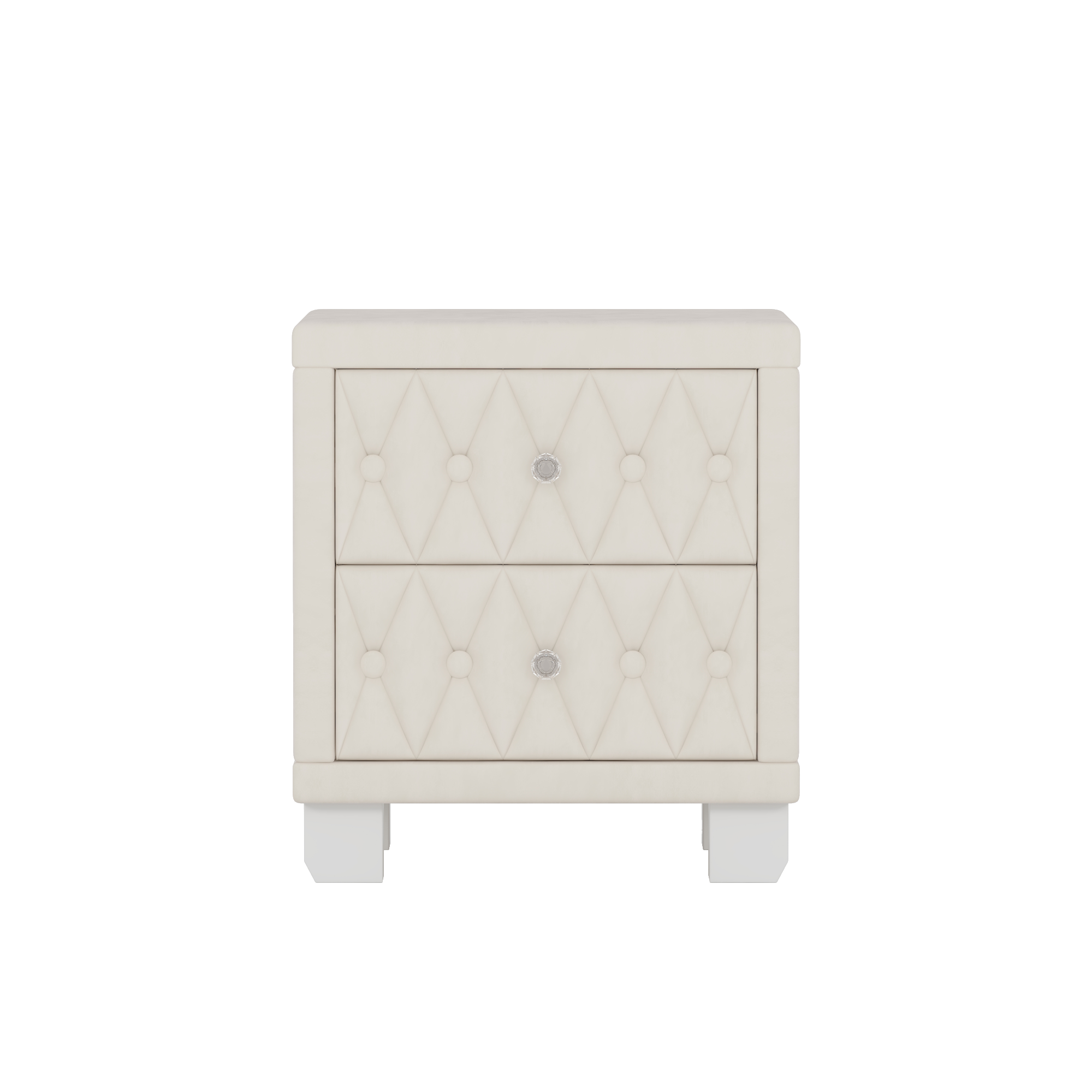 Elegant Velvet 2-Drawer Nightstand with Tufted Design