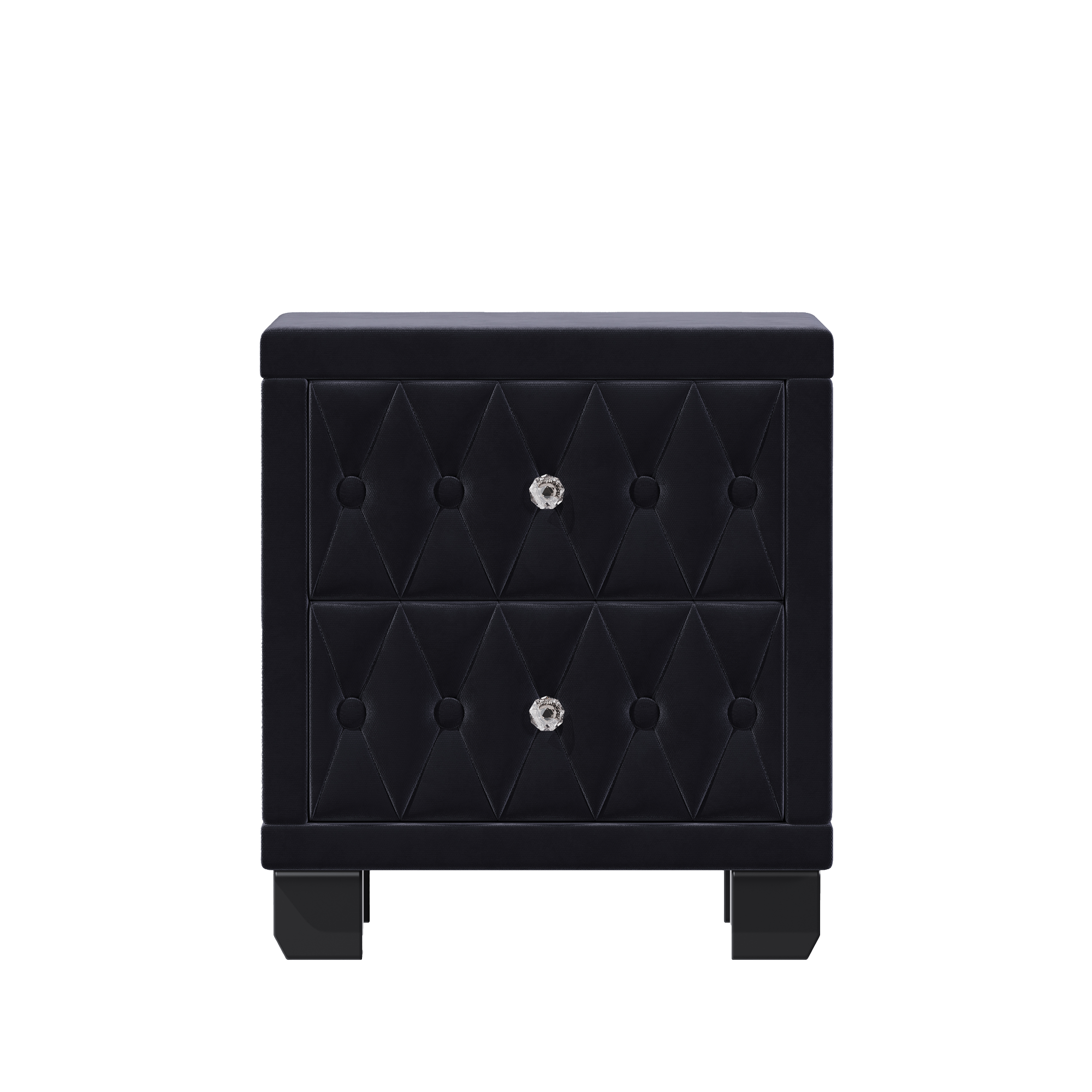 Elegant Velvet 2-Drawer Nightstand with Tufted Design