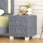 Elegant Velvet 2-Drawer Nightstand with Tufted Design