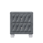 Elegant Velvet 2-Drawer Nightstand with Tufted Design