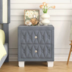Elegant Velvet 2-Drawer Nightstand with Tufted Design