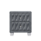 Elegant Velvet 2-Drawer Nightstand with Tufted Design