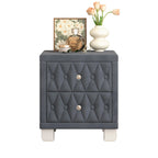 Elegant Velvet 2-Drawer Nightstand with Tufted Design