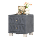 Elegant Velvet 2-Drawer Nightstand with Tufted Design